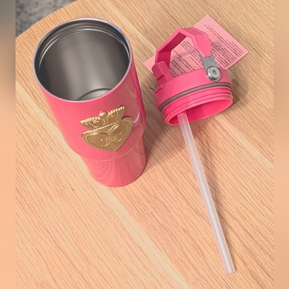 NWT Juicy Couture Insulated Hot/Cold Tumbler w/ Pop-Up Straw & Easy Carry Handle - Picture 7 of 13